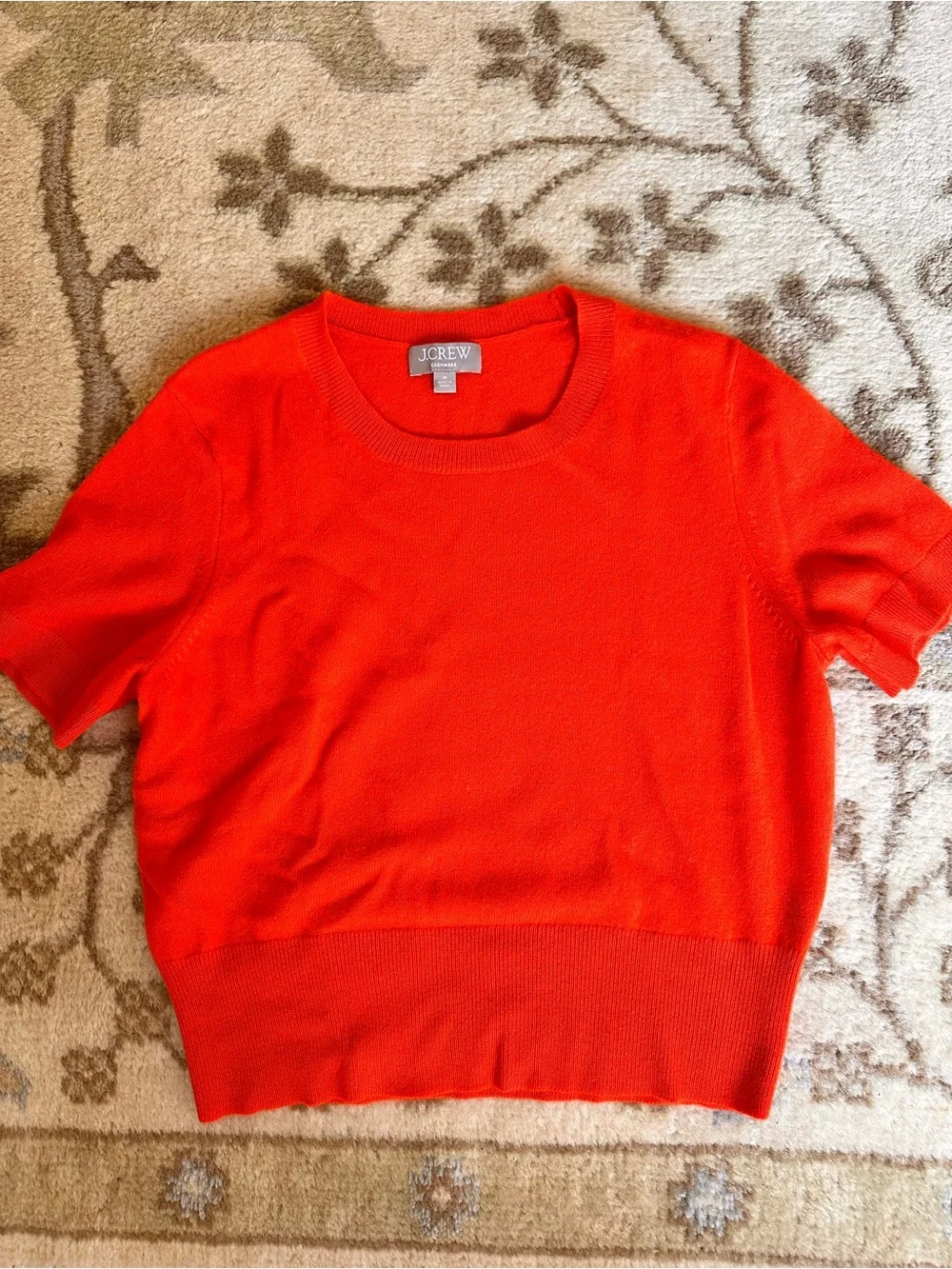 J. Crew Cashmere Burnished Orange Short-Sleeve Cropped Sweater NWOT